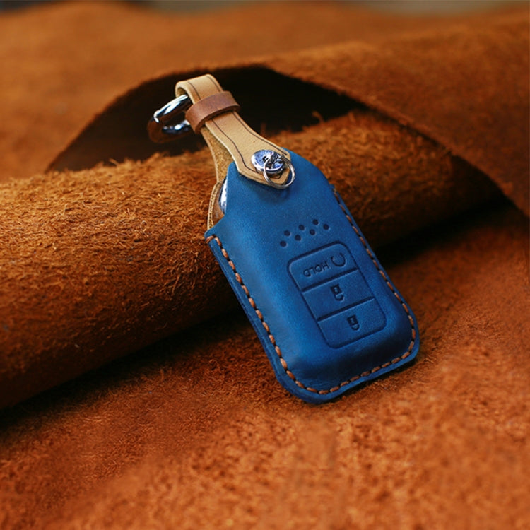 For Honda Car Cowhide Leather Key Protective Cover Key Case, Three Keys Start Version