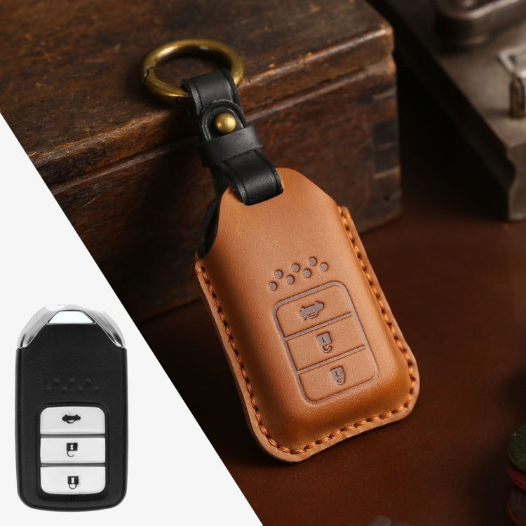 For Honda Car Cowhide Leather Key Protective Cover Key Case, Three Keys Tailgate Version