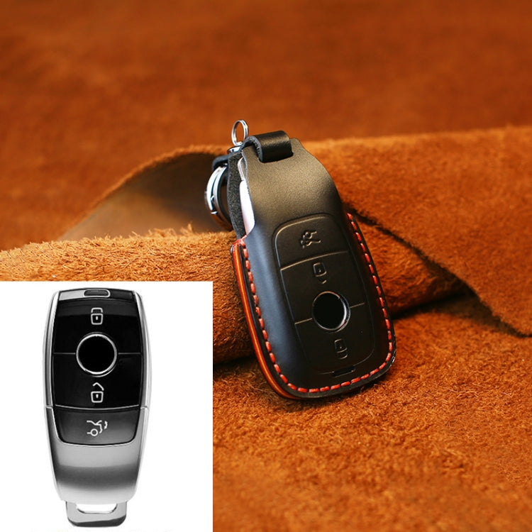 For Mercedes-Benz Colorful Edge Style Car Cowhide Leather Key Protective Cover Key Case