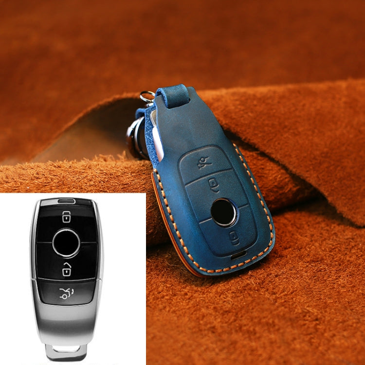 For Mercedes-Benz Colorful Edge Style Car Cowhide Leather Key Protective Cover Key Case