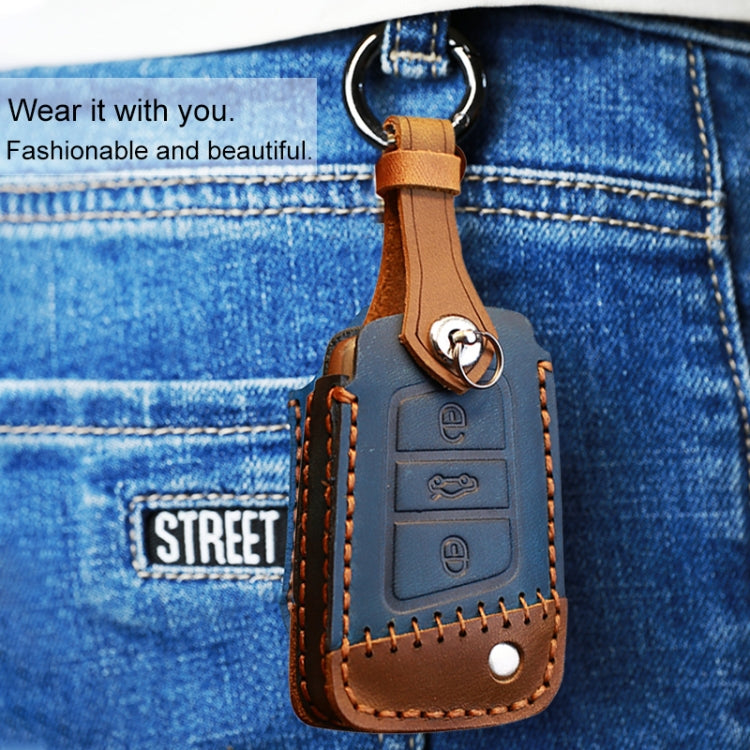 For Volkswagen Car Cowhide Leather Key Protective Cover Key Case, A Version ÎҵÄÉ̵ê