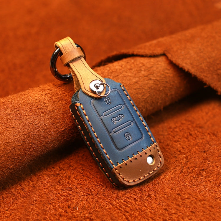 For Volkswagen Car Cowhide Leather Key Protective Cover Key Case, D Version ÎҵÄÉ̵ê