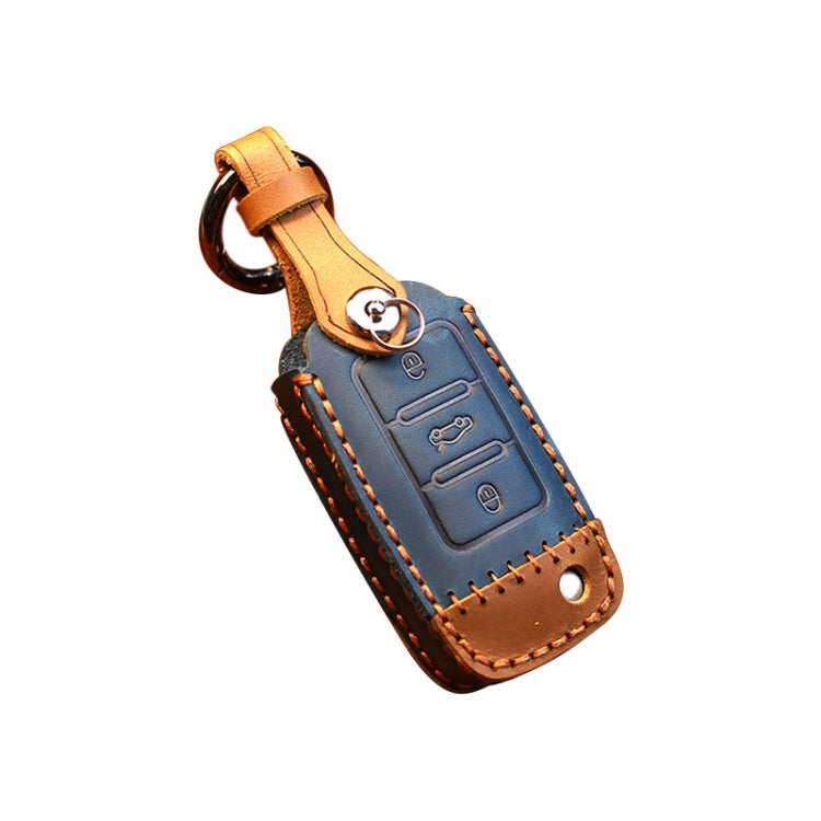 For Volkswagen Car Cowhide Leather Key Protective Cover Key Case, D Version ÎҵÄÉ̵ê