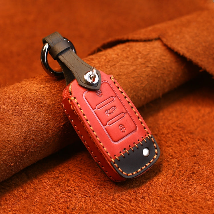 For Volkswagen Car Cowhide Leather Key Protective Cover Key Case, D Version ÎҵÄÉ̵ê