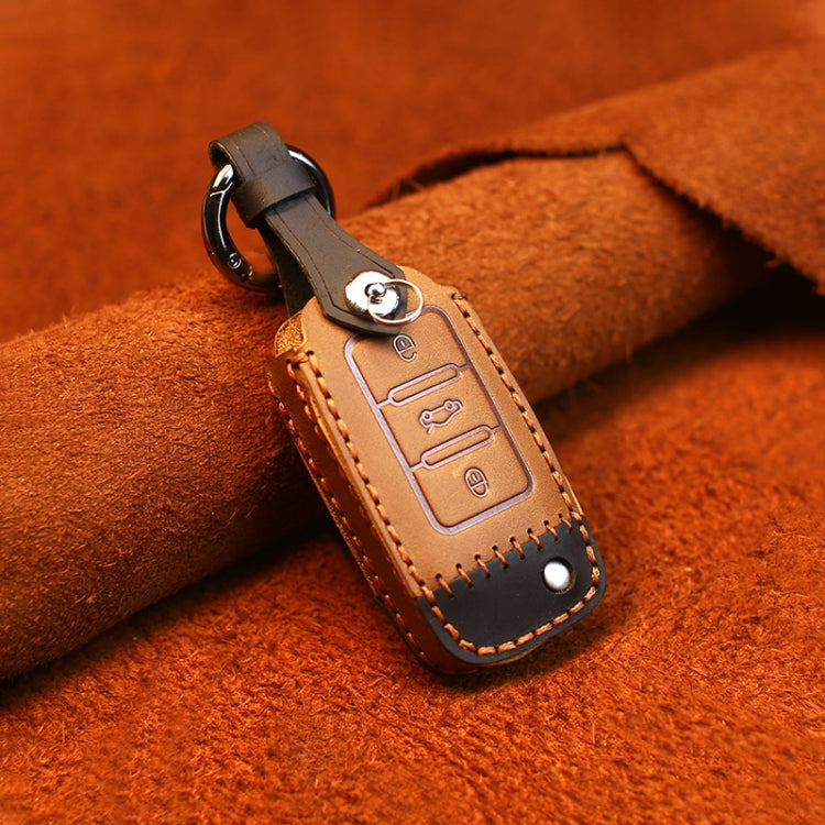 For Volkswagen Car Cowhide Leather Key Protective Cover Key Case, D Version ÎҵÄÉ̵ê