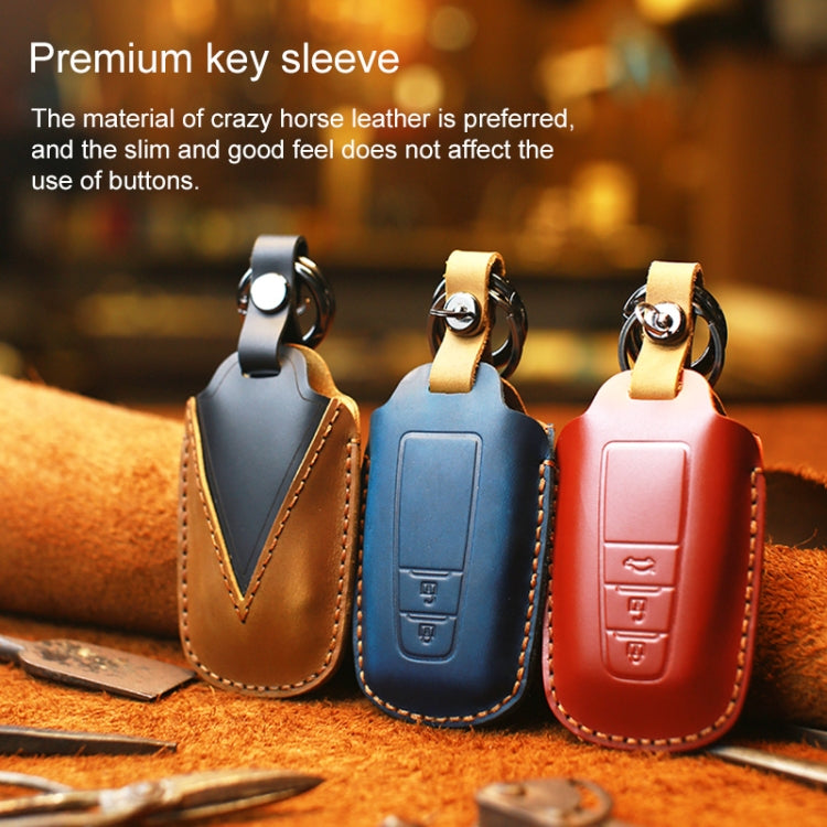 For Toyota Car Cowhide Leather Key Protective Cover Key Case, Two Keys Version