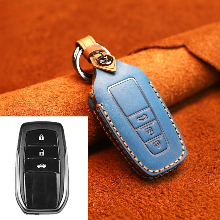 For Toyota Car Cowhide Leather Key Protective Cover Key Case, Three Keys Version