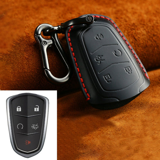 For Cadillac Car Cowhide Leather Key Protective Cover Key Case, Five Keys Version