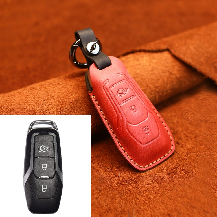 For Ford Old Style Car Cowhide Leather Key Protective Cover Key Case