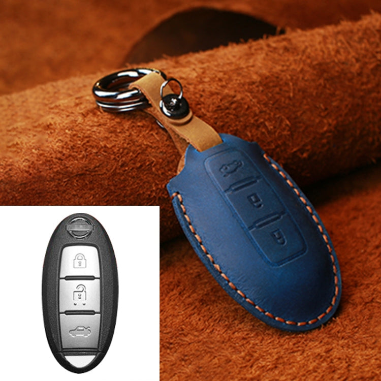 For Nissan Car Cowhide Leather Key Protective Cover Key Case, Three Keys Tailgate Version