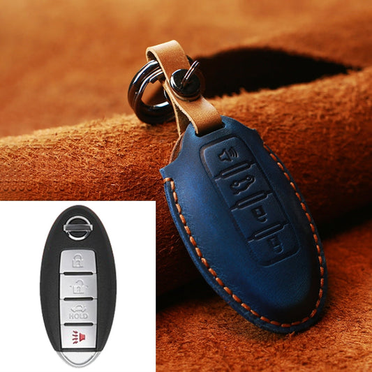 For Nissan Car Cowhide Leather Key Protective Cover Key Case, Four Keys Version