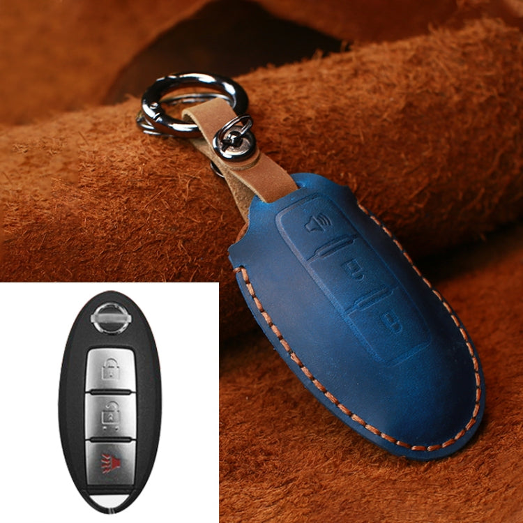 For Nissan Car Cowhide Leather Key Protective Cover Key Case, Three Keys Horn Version ÎҵÄÉ̵ê