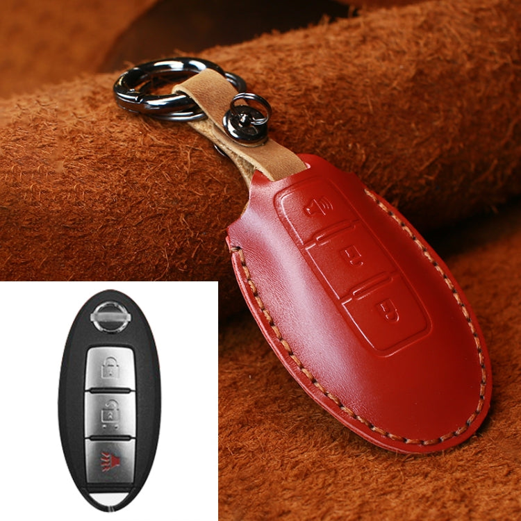 For Nissan Car Cowhide Leather Key Protective Cover Key Case, Three Keys Horn Version ÎҵÄÉ̵ê