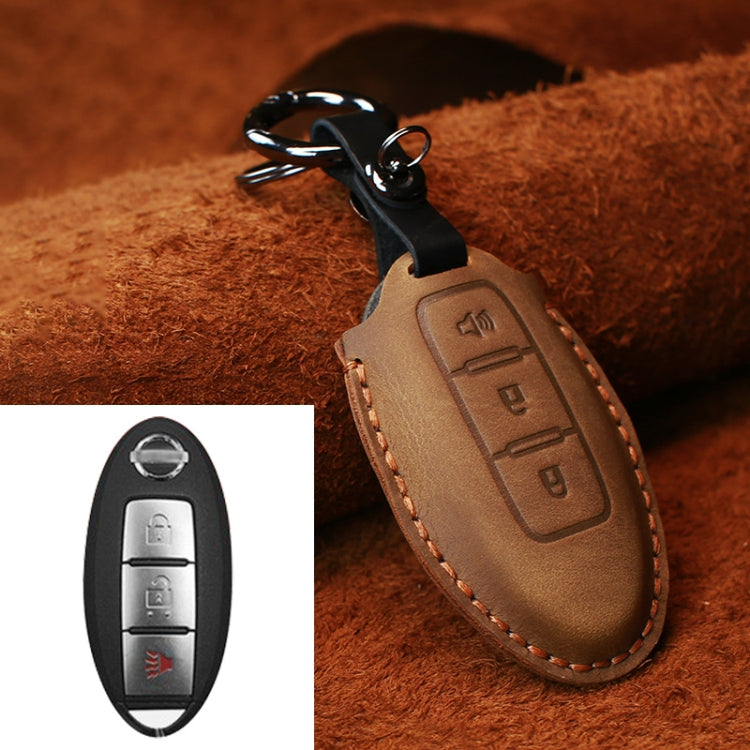 For Nissan Car Cowhide Leather Key Protective Cover Key Case, Three Keys Horn Version ÎҵÄÉ̵ê