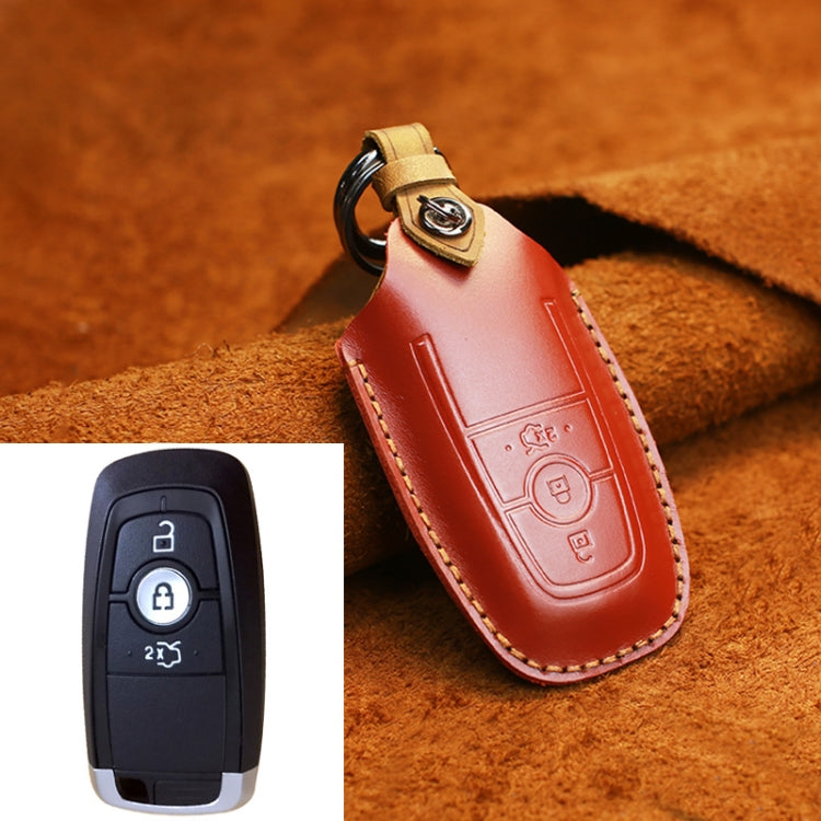 For Ford Car Cowhide Leather Key Protective Cover Key Case, Three Keys Version ÎҵÄÉ̵ê