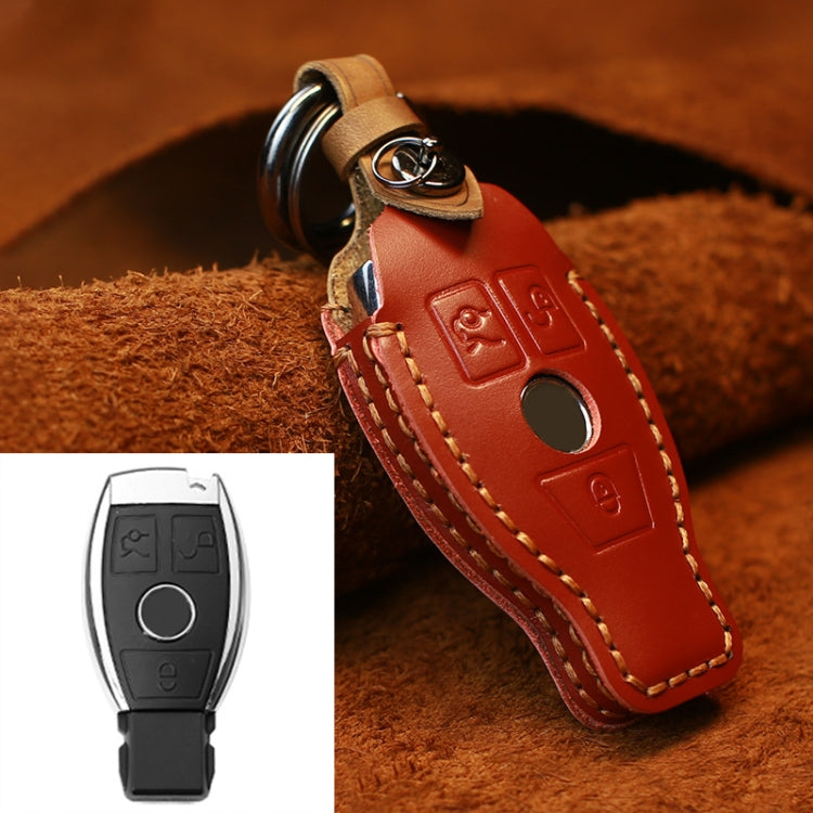 For Mercedes-Benz Old Style Car Cowhide Leather Key Protective Cover Key Case