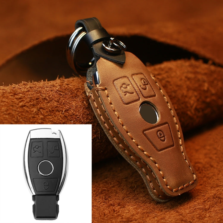 For Mercedes-Benz Old Style Car Cowhide Leather Key Protective Cover Key Case