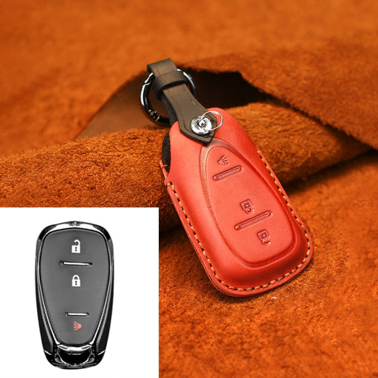 For Chevrolet Car Cowhide Leather Key Protective Cover Key Case, Three Keys Version