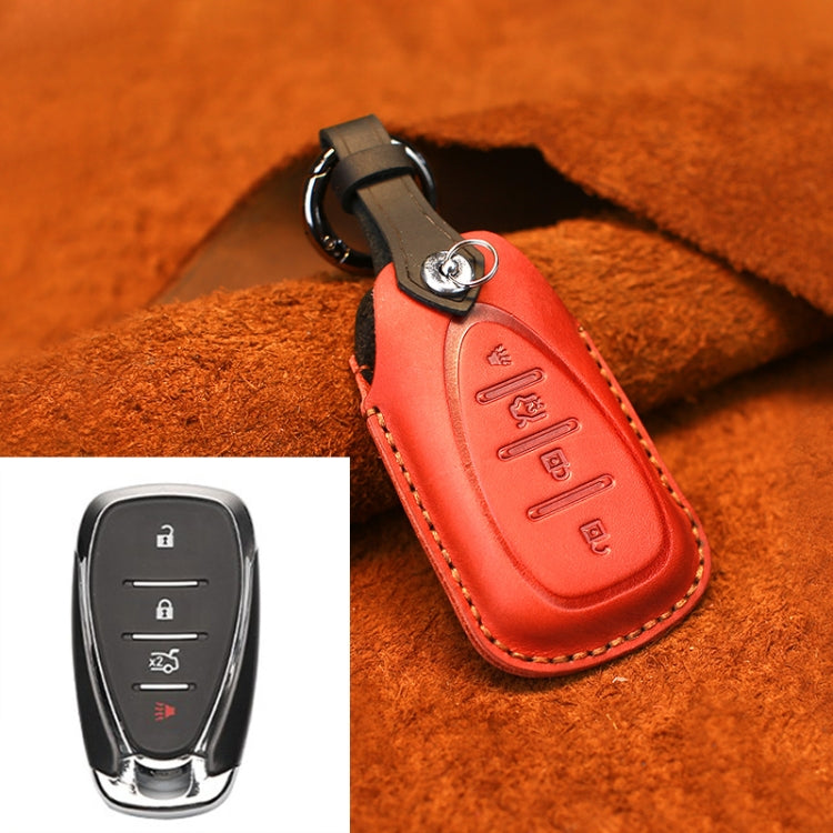 For Chevrolet Car Cowhide Leather Key Protective Cover Key Case, Four Keys Version