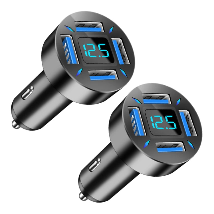 2pcs 4 in 1 USB 4.8A Digital Display Car Charger