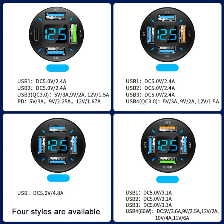 4 in 1 USB 66W Digital Display Car Super Fast Charger ÎҵÄÉ̵ê