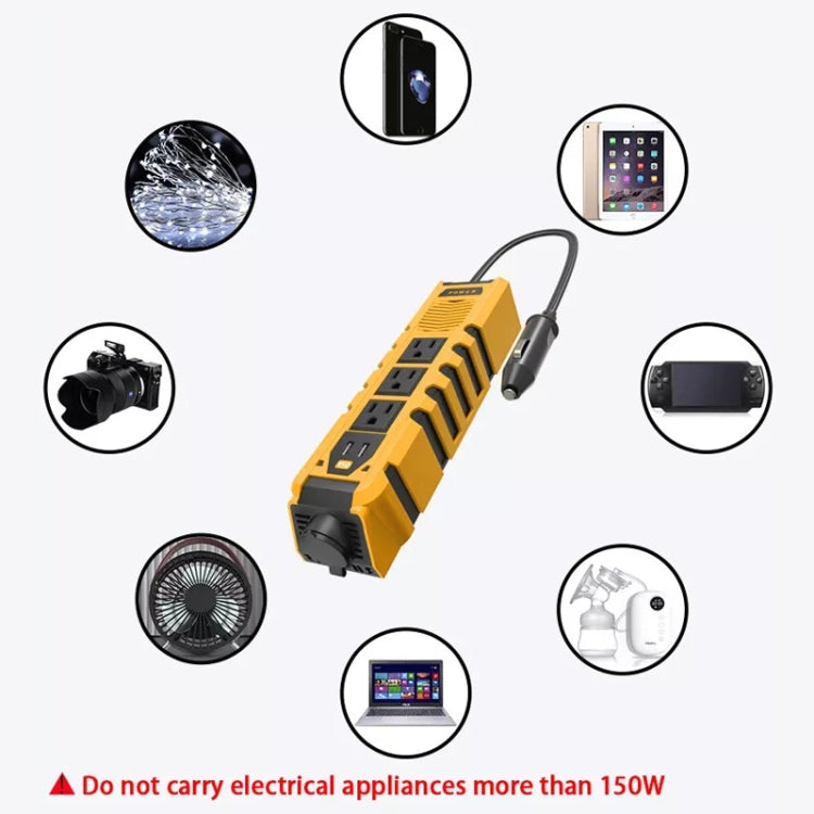 12V to 110V 150W Car Correction Sine Wave Inverter, US Plug