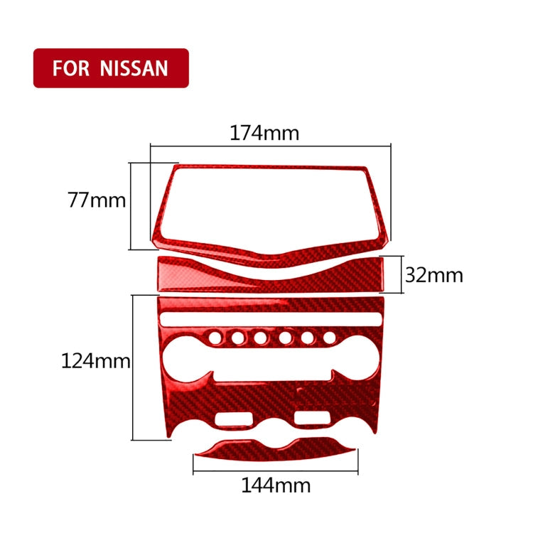 5 in 1 Car Carbon Fiber Air Conditioning Adjustment Panel Decorative Sticker for Nissan 370Z / Z34 2009-, Left and Right Drive Universal-Reluova