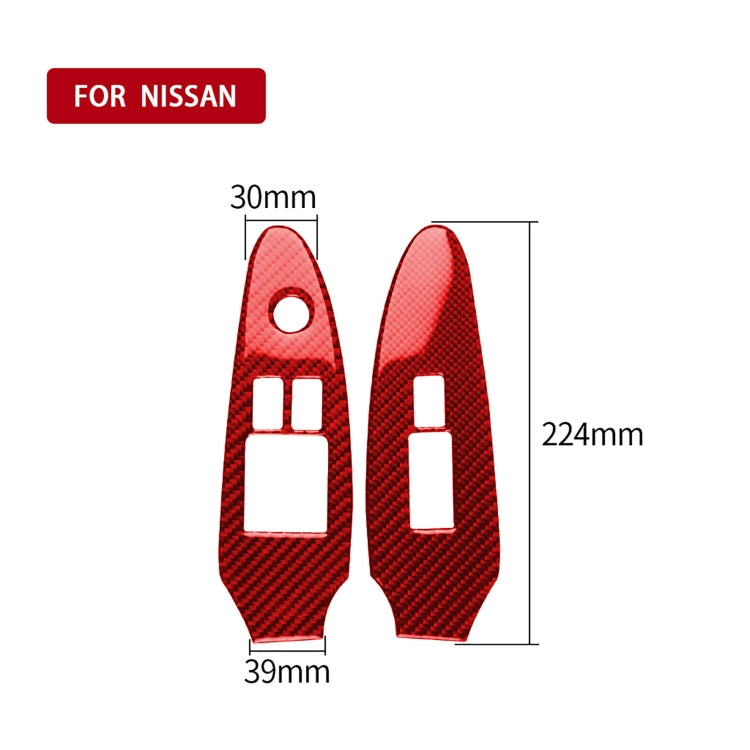 2 in 1 Car Carbon Fiber Window Lift Panel Decorative Sticker for Nissan 370Z / Z34 2009-, Left Drive Low-configured-Reluova