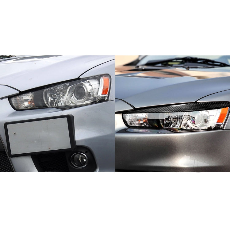 2 PCS / Set Carbon Fiber Car Lamp Eyebrow Decorative Sticker for Mitsubishi Lancer EVO 2008-2014, Drop Glue Version-Reluova