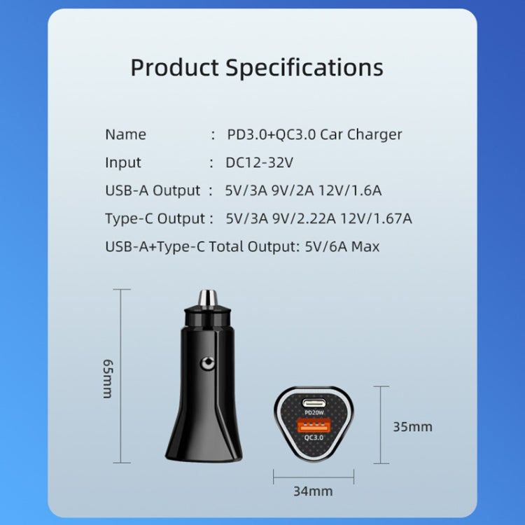 PD + QC3.0 Car 2 in 1 Triangle Fast Charger Car Cigarette Lighter ÎҵÄÉ̵ê