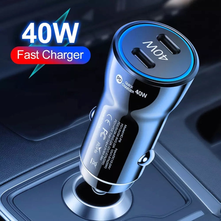 40W Dual PD Car 2 in 1 Fast Charger Car Cigarette Lighter