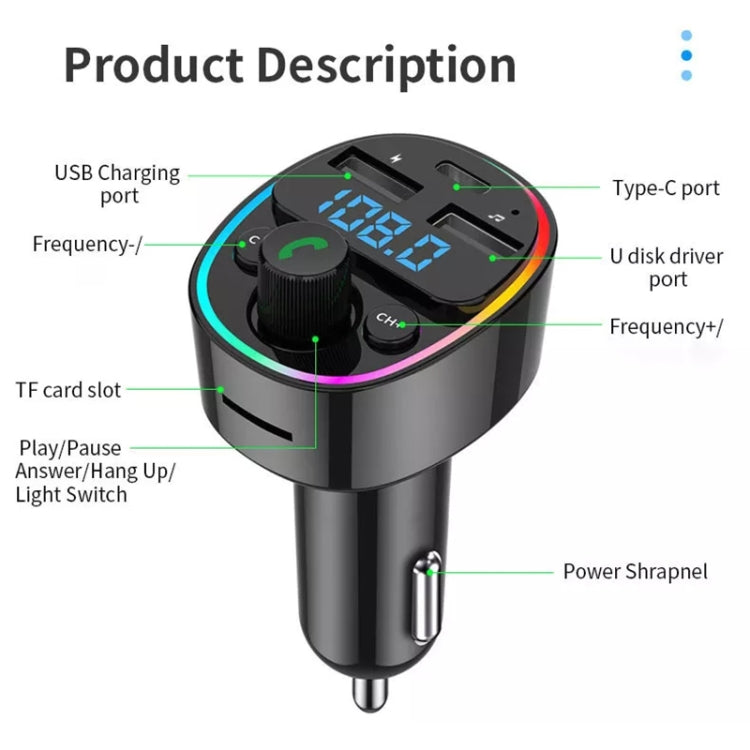 Car Bluetooth MP3 Player FM Transmitter With Phone Hands-free Knob Support Voltage Detection & Ambient Light ÎҵÄÉ̵ê