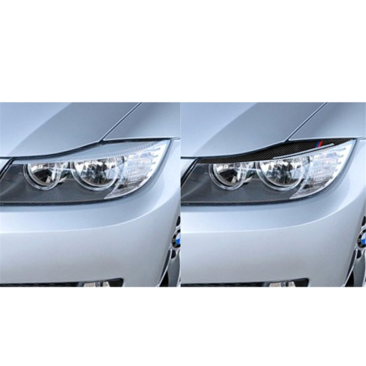 1 Pair Carbon Fiber Car Lamp Eyebrow Decorative Sticker for BMW E90 / 318i / 320i / 325i 2009-2012