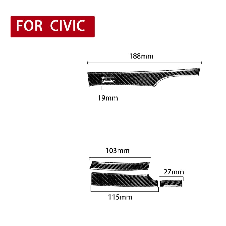 5 in 1 Car Carbon Fiber Automatic Gear Decorative Sticker for Honda Civic 8th Generation 2006-2011, Right Drive-Reluova