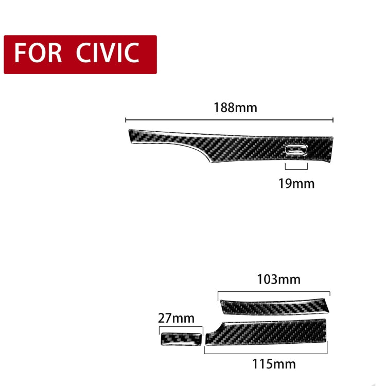 5 in 1 Car Carbon Fiber Automatic Gear Decorative Sticker for Honda Civic 8th Generation 2006-2011, Left Drive-Reluova