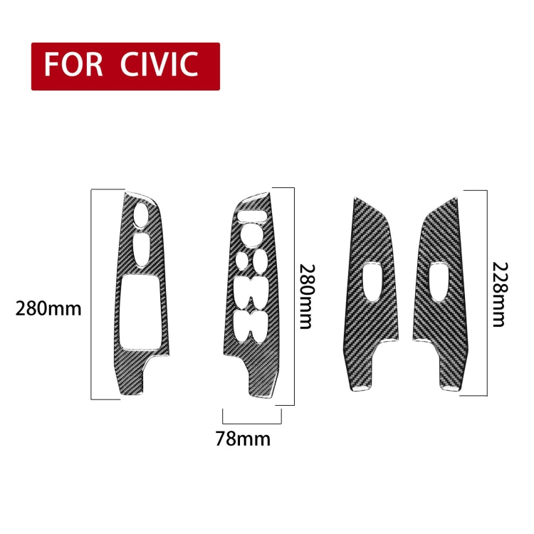 4 in 1 Car Carbon Fiber Glass Lift Panel Decorative Sticker for Honda Civic 8th Generation 2006-2011, Right Drive ÎҵÄÉ̵ê