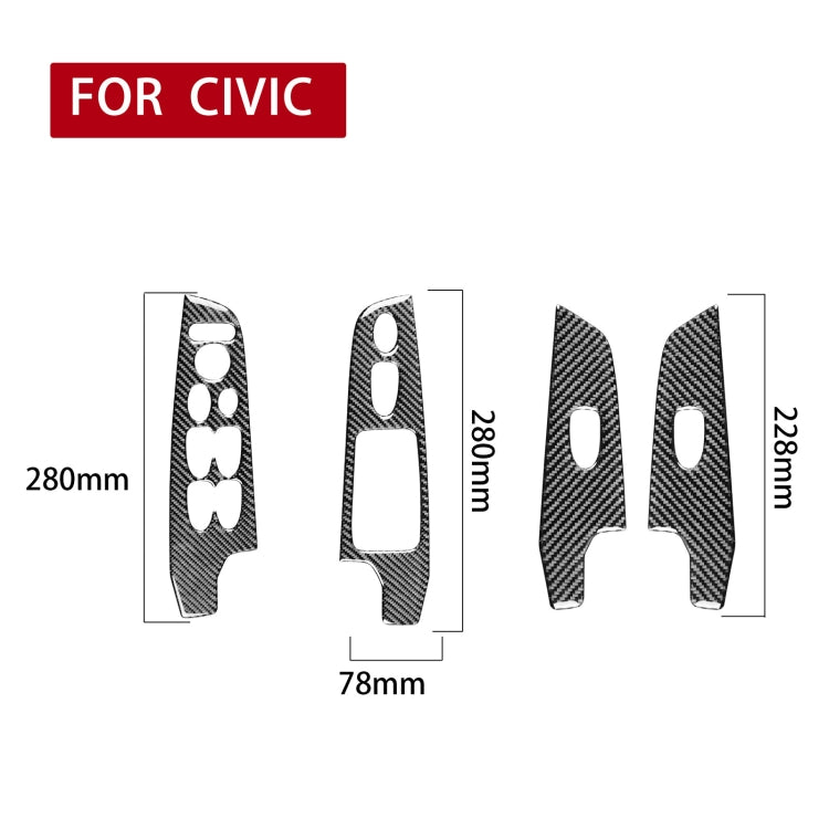 4 in 1 Car Carbon Fiber Glass Lift Panel Decorative Sticker for Honda Civic 8th Generation 2006-2011, Left Drive ÎҵÄÉ̵ê