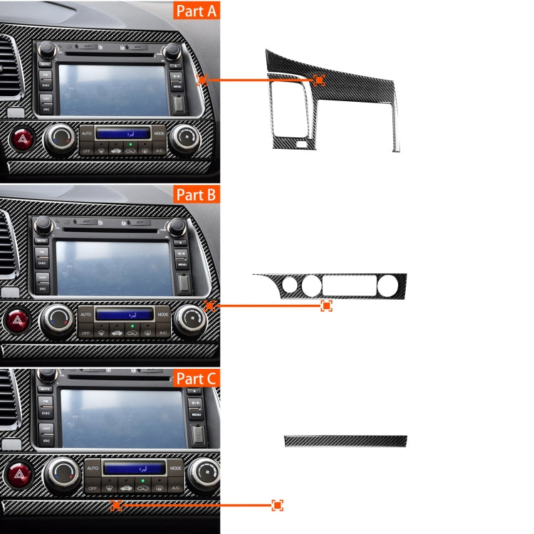 3 in 1 Car Carbon Fiber Central Control Navigation Panel Decorative Sticker for Honda Civic 8th Generation 2006-2011, Left Drive ÎҵÄÉ̵ê