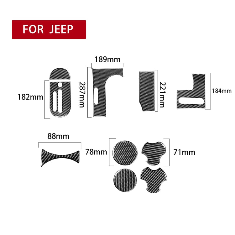 10 in 1 Car Carbon Fiber Gear Console Water Cup Holder Decorative Sticker for Jeep Wrangler JK 2007-2010, Left Drive