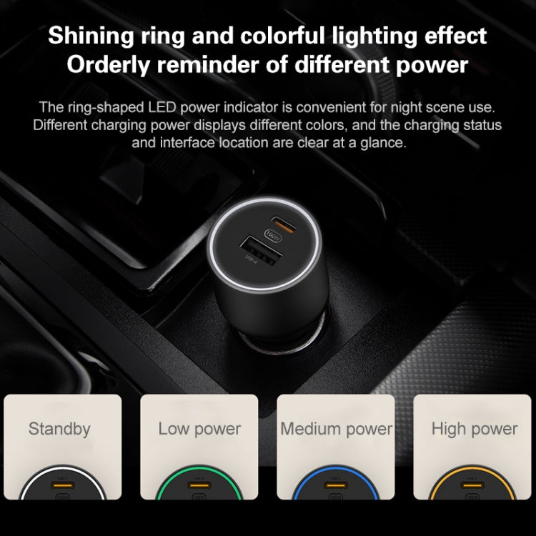 Original Xiaomi CC07ZM 100W Dual Ports USB + USB-C / Type-C Car Charger Fast Charging Version 1A1C ÎҵÄÉ̵ê