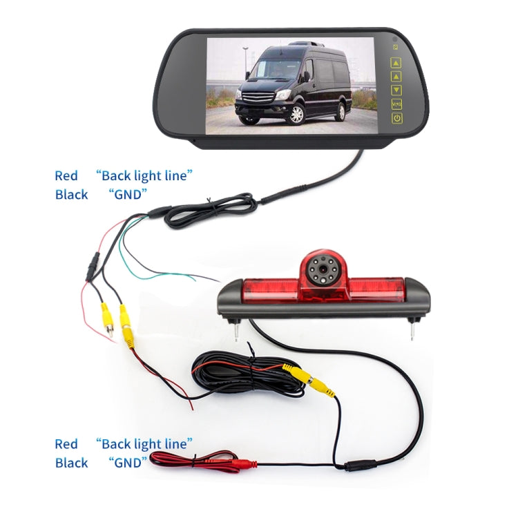 PZ460 Car Waterproof HD High Position Brake Light View Camera + 7 inch Rearview Monitor for Fiat / Citroen / Peugeot