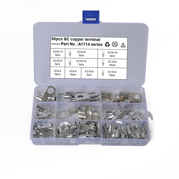 90 in 1 Boat / Car Bolt Hole Tinned Copper Terminals Set Wire Terminals Connector Cable Lugs SC Terminals