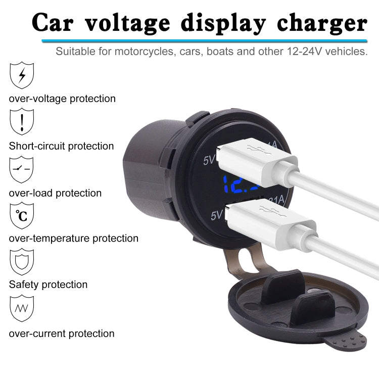 Universal Car Dual Port USB Charger Power Outlet Adapter 4.2A 5V IP66 with LED Digital Voltmeter + 60cm Cable ÎҵÄÉ̵ê