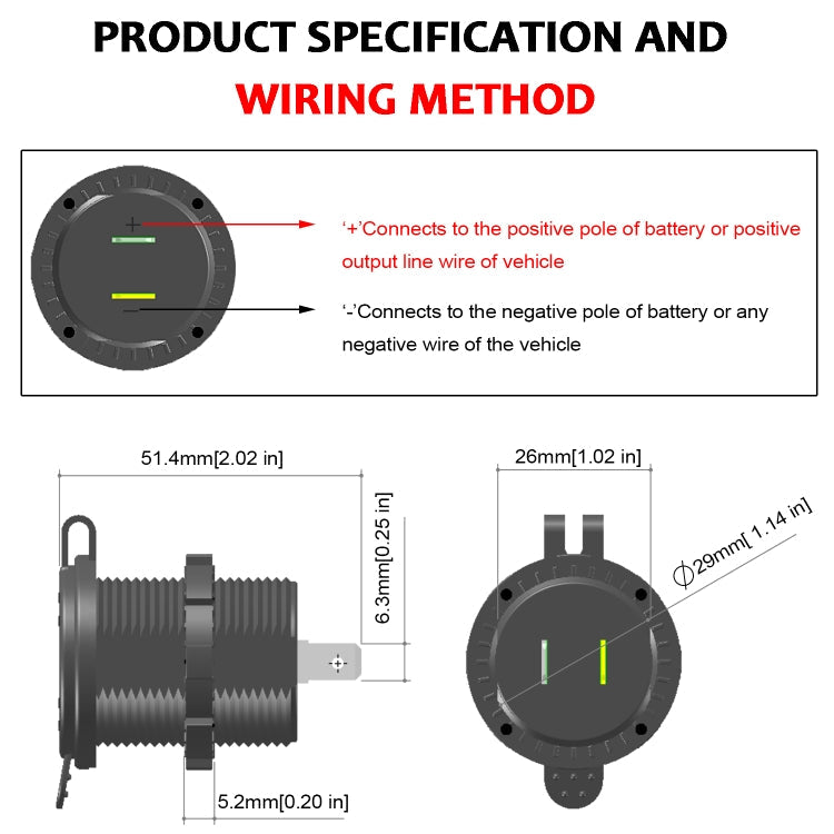 Universal Car QC3.0 Dual Port USB Charger Power Outlet Adapter 5V 2.4A IP66 with 60cm Cable ÎҵÄÉ̵ê