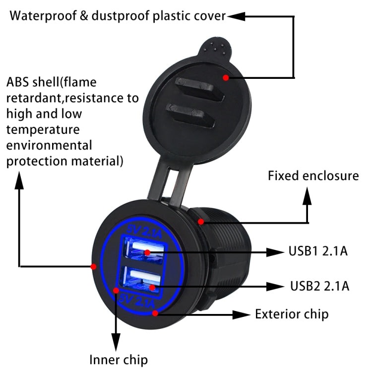 Universal Car Dual USB Charger Power Outlet Adapter 4.2A 5V IP66 with Aperture + 60cm Cable ÎҵÄÉ̵ê