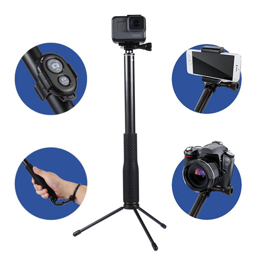 Anti-skid Extendable Self-portrait Handheld Diving Telescopic Monopod Holder Set with Phone Remote Controller & Tripod & Phone Holder for GoPro & Xiaoyi Camera & Smartphones, Full Length Max: about 1m