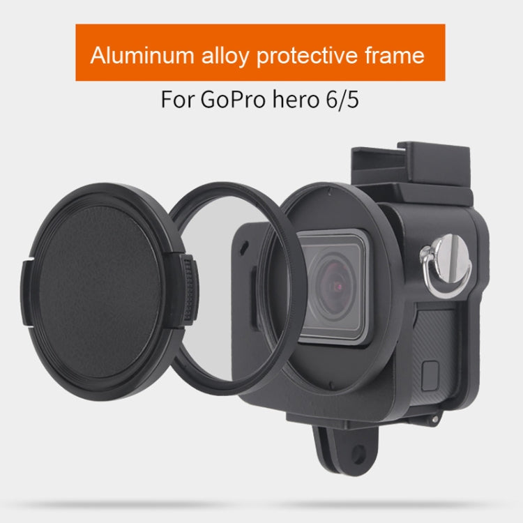 Housing Shell CNC Aluminum Alloy Protective Cage with Insurance Frame & 52mm UV Lens for GoPro HERO7 Black /6 /5