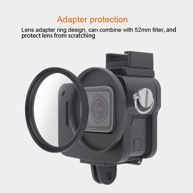 Housing Shell CNC Aluminum Alloy Protective Cage with Insurance Frame & 52mm UV Lens for GoPro HERO7 Black /6 /5