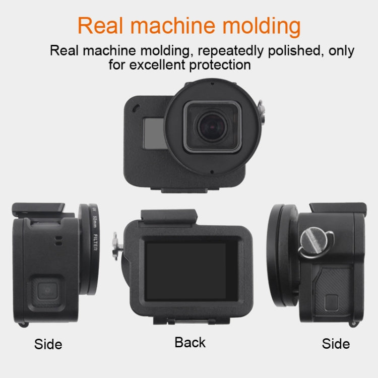 Housing Shell CNC Aluminum Alloy Protective Cage with Insurance Frame & 52mm UV Lens for GoPro HERO7 Black /6 /5