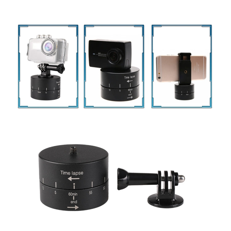 360 Degree Auto Rotation 60 Minutes Time Lapse Stabilizer Tripod Head Adapter for GoPro